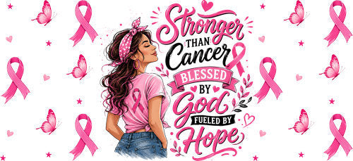 strong girl hope awareness allover wrap pink ribbon cup wrap design