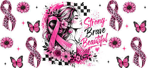 brave beautiful survivor allover wrap pink ribbon cup wrap design