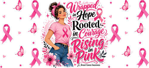 rising pink awareness girl allover wrap pink ribbon cup wrap design