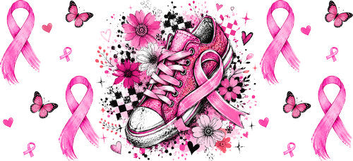 pink ribbon floral sneakers allover wrap pink ribbon cup wrap design