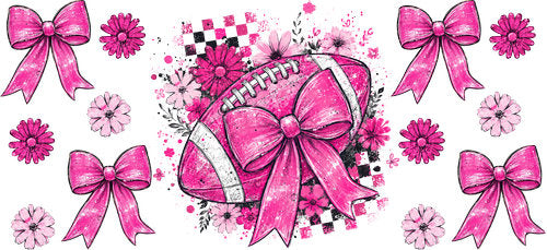 pink football ribbon bow allover wrap pink ribbon cup wrap design