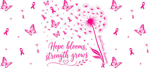 hope blooms strength grows allover wrap pink ribbon cup wrap design
