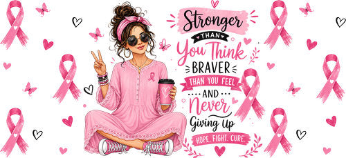 stronger pink survivor woman allover wrap pink ribbon cup wrap design