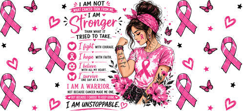 pink ribbon fighter woman allover wrap pink ribbon cup wrap design