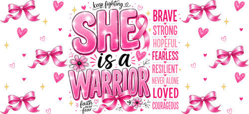 pink survivor warrior woman allover wrap pink ribbon cup wrap design