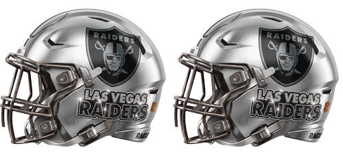 Twin silver football helmets with black accents and a shield emblem graphic UV DTF transfer for a 16oz glass can