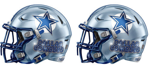 Twin silver blue football helmets with navy accents and a star emblem graphic UV DTF transfer for a 16oz glass can