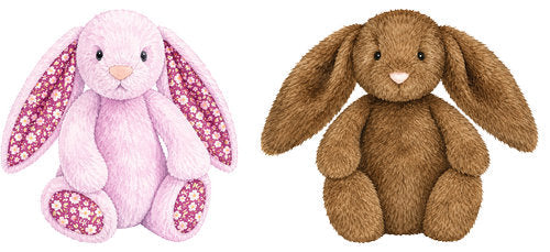 Pink Bunny Plush plush animal design UV DTF transfer for glass can