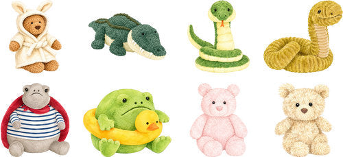 Mixed Plush Animal Friends plush animal design UV DTF transfer for glass can