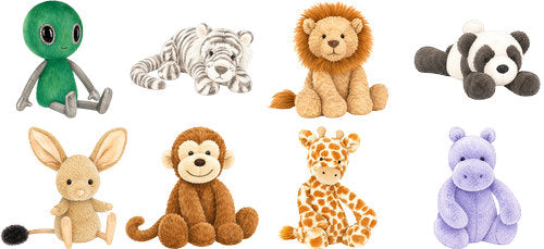 Fantasy and Safari Plush Friends plush animal design UV DTF transfer for glass can