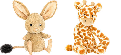 Bunny and Giraffe Plush plush animal design UV DTF transfer for glass can