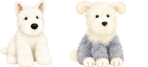 White Puppy Plush plush animal design UV DTF transfer for glass can