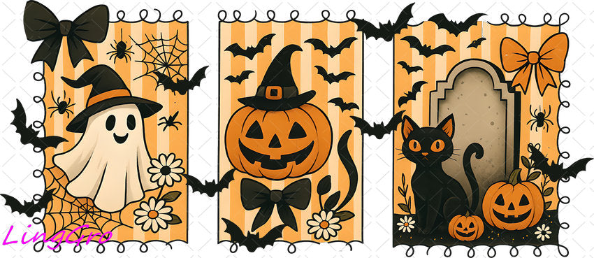 Halloween 16oz UV DTF TRANSFER Libbey Glass Can Cup Wrap-KA 1033