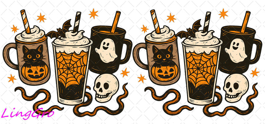 Halloween 16oz UV DTF TRANSFER Libbey Glass Can Cup Wrap-KA 1038