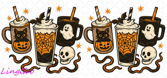 Halloween 16oz UV DTF TRANSFER Libbey Glass Can Cup Wrap-KA 1038