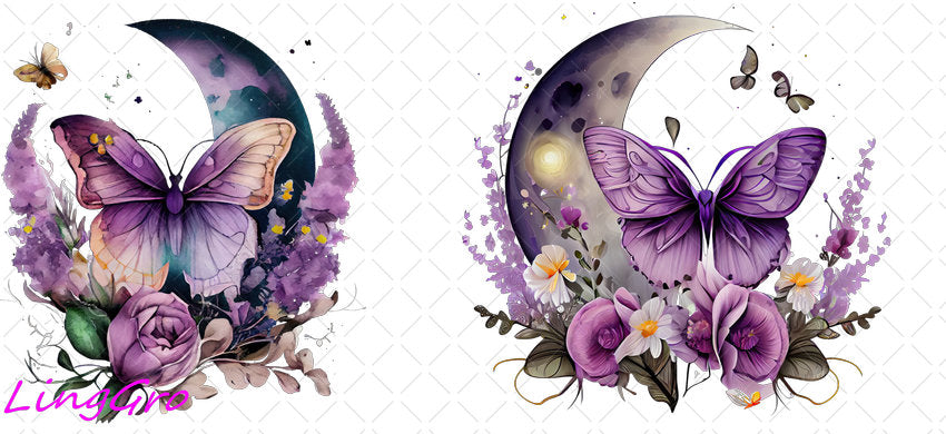 Butterfly 16oz UV DTF TRANSFER Libbey Glass Can Cup Wrap-KA-113