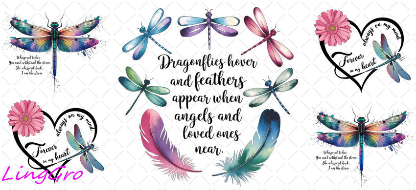 Dragonfly 16oz UV DTF TRANSFER Libbey Glass Can Cup Wrap-KA-123