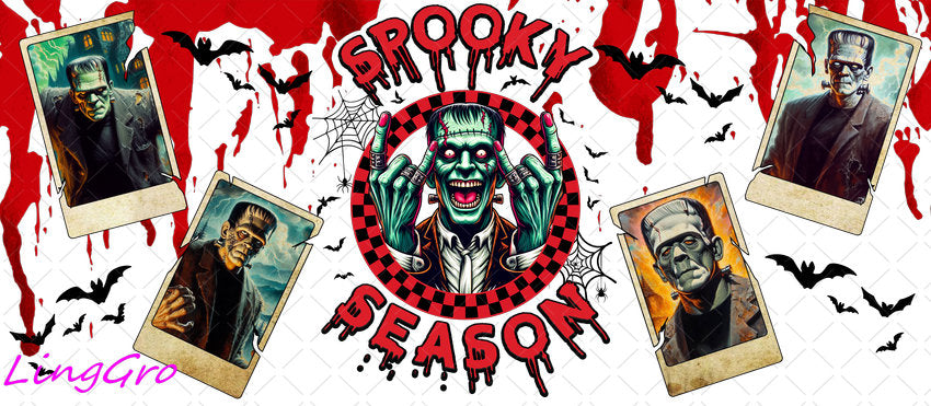 Helloween 16oz UV DTF TRANSFER Libbey Glass Can Cup Wrap KA-1299