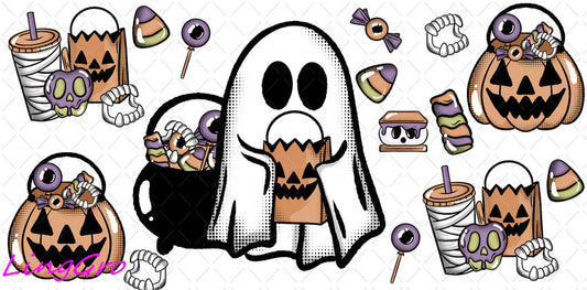 Halloween 16oz UV DTF TRANSFER Libbey Glass Can Cup Wrap-KA-1423