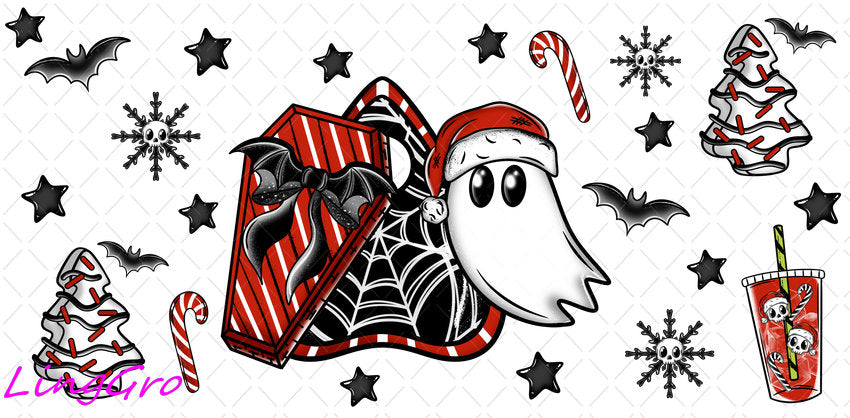 Christmas 16oz UV DTF TRANSFER Libbey Glass Can Cup Wrap-KA-1462