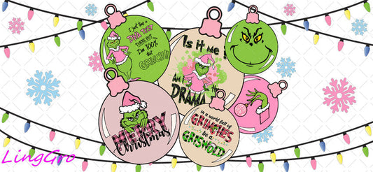 Christmas 16oz UV DTF TRANSFER Libbey Glass Can Cup Wrap-KA-1491
