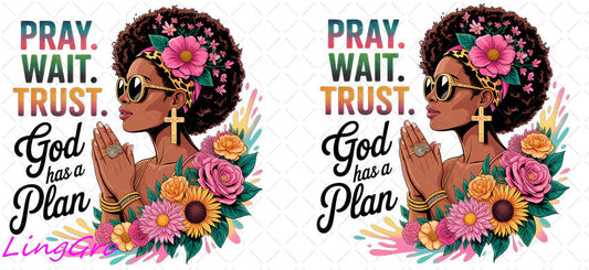 Afro Pray Black Woman 16oz UV DTF TRANSFER Libbey Glass Can Cup Wrap-KA-1506