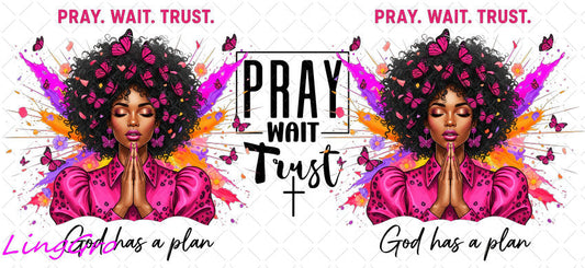 Afro Pray Black Woman 16oz UV DTF TRANSFER Libbey Glass Can Cup Wrap-KA-1508