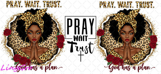 Afro Pray Black Woman 16oz UV DTF TRANSFER Libbey Glass Can Cup Wrap-KA-1509