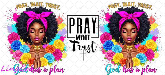 Afro Pray Black Woman 16oz UV DTF TRANSFER Libbey Glass Can Cup Wrap-KA-1510