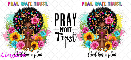 Afro Pray Black Woman 16oz UV DTF TRANSFER Libbey Glass Can Cup Wrap-KA-1511