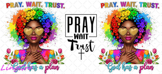 Afro Pray Black Woman 16oz UV DTF TRANSFER Libbey Glass Can Cup Wrap-KA-1512