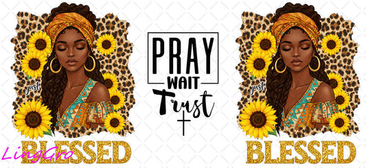 Afro Pray Black Woman 16oz UV DTF TRANSFER Libbey Glass Can Cup Wrap-KA-1514