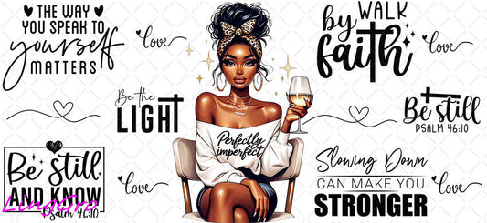 Afro Black Woman 16oz UV DTF TRANSFER Libbey Glass Can Cup Wrap-KA-1517