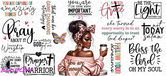 Afro Black Woman 16oz UV DTF TRANSFER Libbey Glass Can Cup Wrap-KA-1525