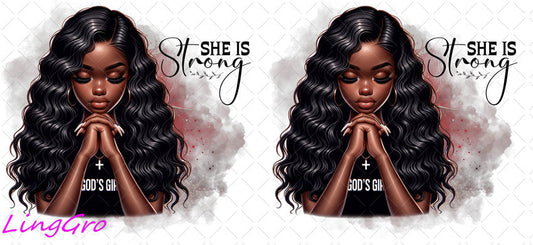 Afro Pray Black Woman 16oz UV DTF TRANSFER Libbey Glass Can Cup Wrap-KA-1526