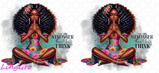 Afro Pray Black Woman 16oz UV DTF TRANSFER Libbey Glass Can Cup Wrap-KA-1529