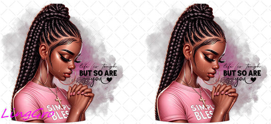 Afro Pray Black Woman 16oz UV DTF TRANSFER Libbey Glass Can Cup Wrap-KA-1530