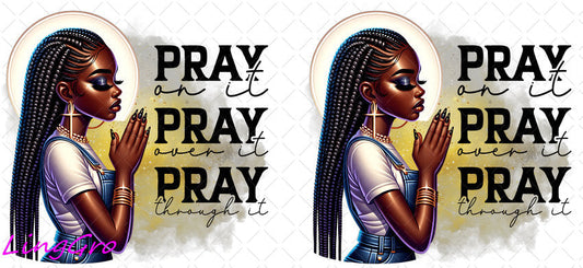 Afro Pray Black Woman 16oz UV DTF TRANSFER Libbey Glass Can Cup Wrap-KA-1531