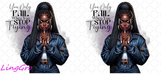 Afro Pray Black Woman 16oz UV DTF TRANSFER Libbey Glass Can Cup Wrap-KA-1534