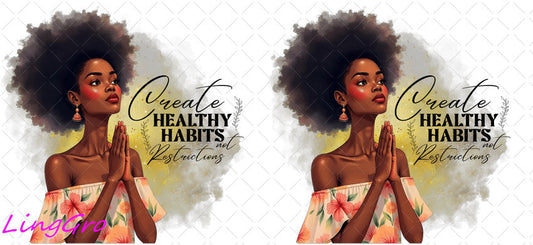 Afro Pray Black Woman 16oz UV DTF TRANSFER Libbey Glass Can Cup Wrap-KA-1536