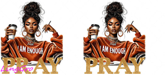 Afro Pray Black Woman 16oz UV DTF TRANSFER Libbey Glass Can Cup Wrap-KA-158