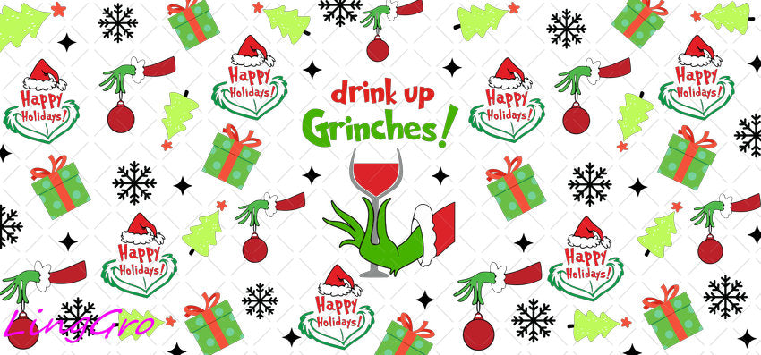 Christmas 16oz UV DTF TRANSFER Libbey Glass Can Cup Wrap-KA-1661
