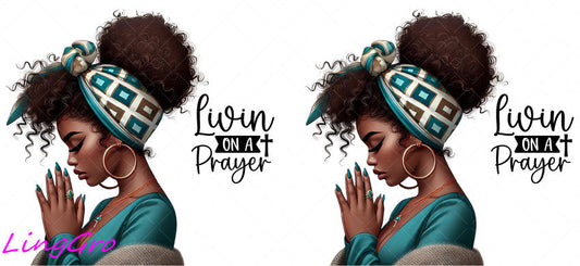 Afro Pray Black Woman 16oz UV DTF TRANSFER Libbey Glass Can Cup Wrap-KA-167