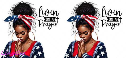 Afro Pray Black Woman 16oz UV DTF TRANSFER Libbey Glass Can Cup Wrap-KA-168