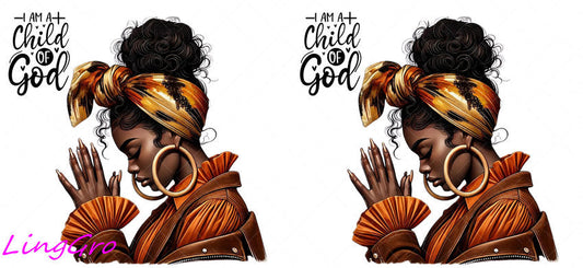 Afro Pray Black Woman 16oz UV DTF TRANSFER Libbey Glass Can Cup Wrap-KA-172