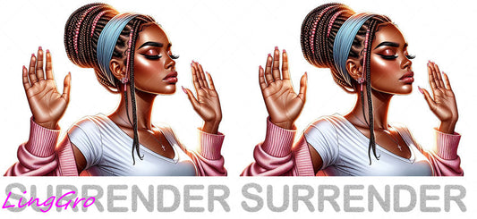 Afro Pray Black Woman 16oz UV DTF TRANSFER Libbey Glass Can Cup Wrap-KA-177