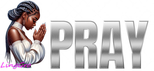 Afro Pray Black Woman 16oz UV DTF TRANSFER Libbey Glass Can Cup Wrap-KA-181