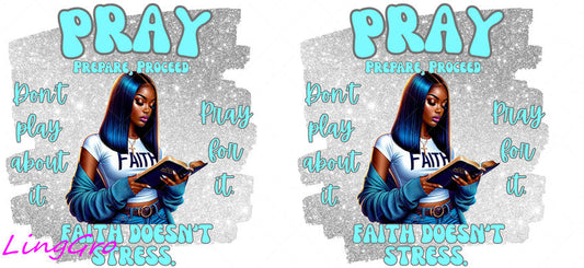 Afro Pray Black Woman 16oz UV DTF TRANSFER Libbey Glass Can Cup Wrap-KA-184