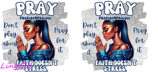 Afro Pray Black Woman 16oz UV DTF TRANSFER Libbey Glass Can Cup Wrap-KA-185