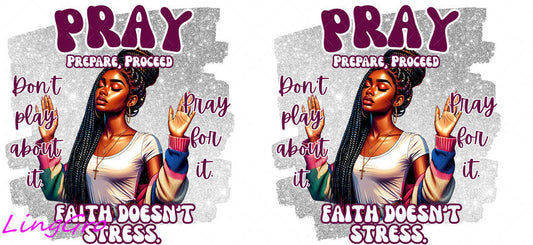 Afro Pray Black Woman 16oz UV DTF TRANSFER Libbey Glass Can Cup Wrap-KA-186